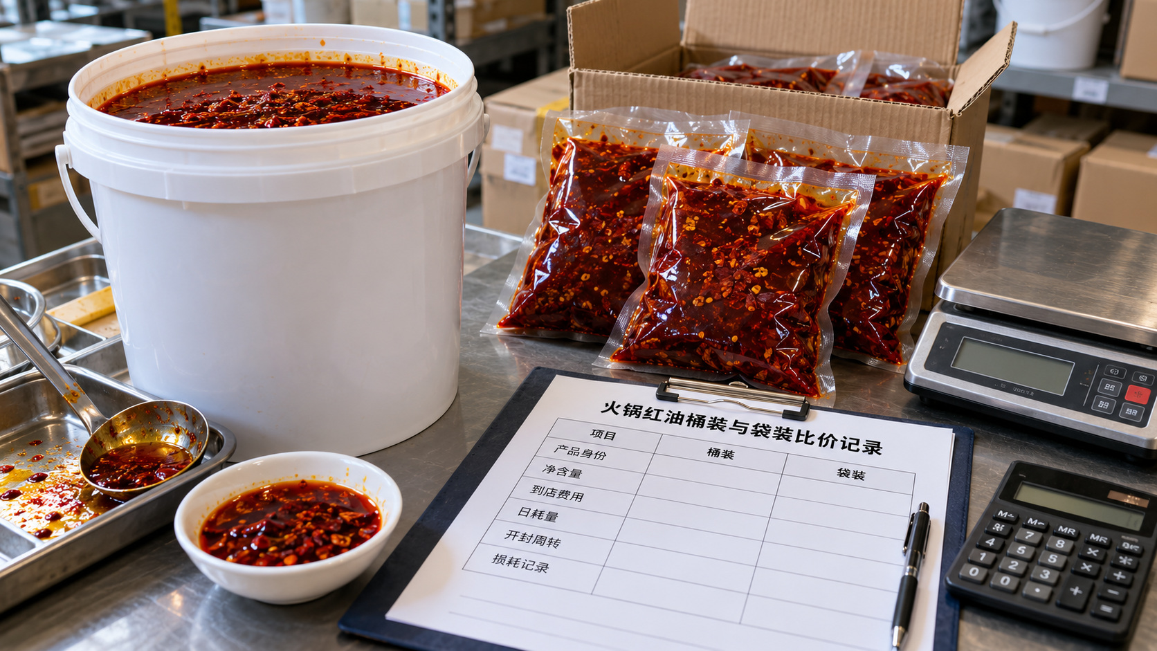 火锅红油批发选桶装还是袋装?采购成本怎么比才准确