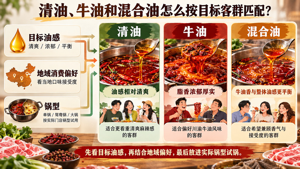火锅底料清油、牛油和混合油怎么按目标客群划分?